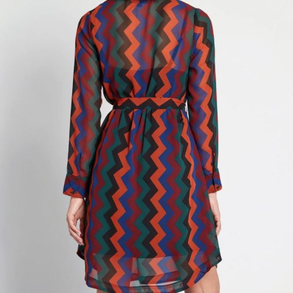 Modcloth Chevron Print A Fine Design Shirt Dress - Picture 2 of 8